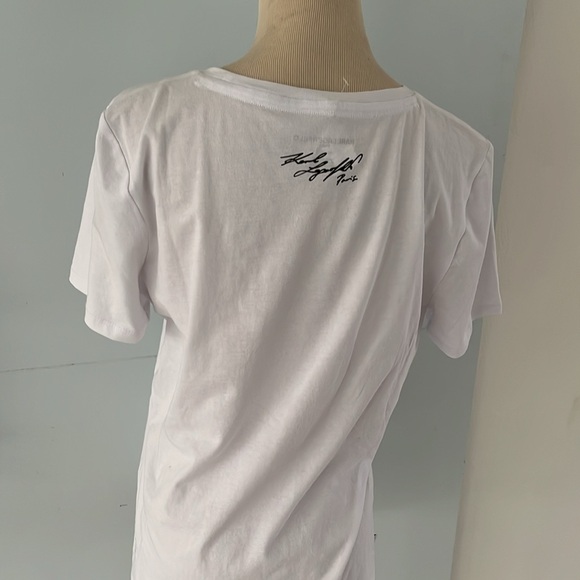Karl Lagerfeld white with black and red Paris Motif T-Shirt like new condition/M - Picture 8 of 8